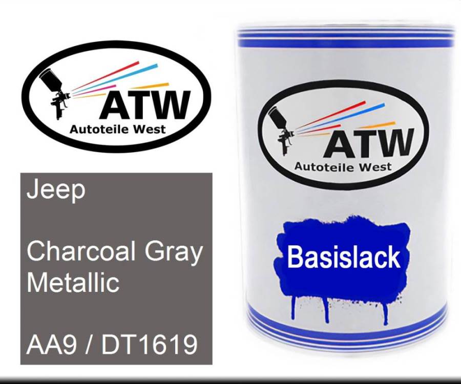 Jeep, Charcoal Gray Metallic, AA9 / DT1619: 500ml Lackdose, von ATW Autoteile West.